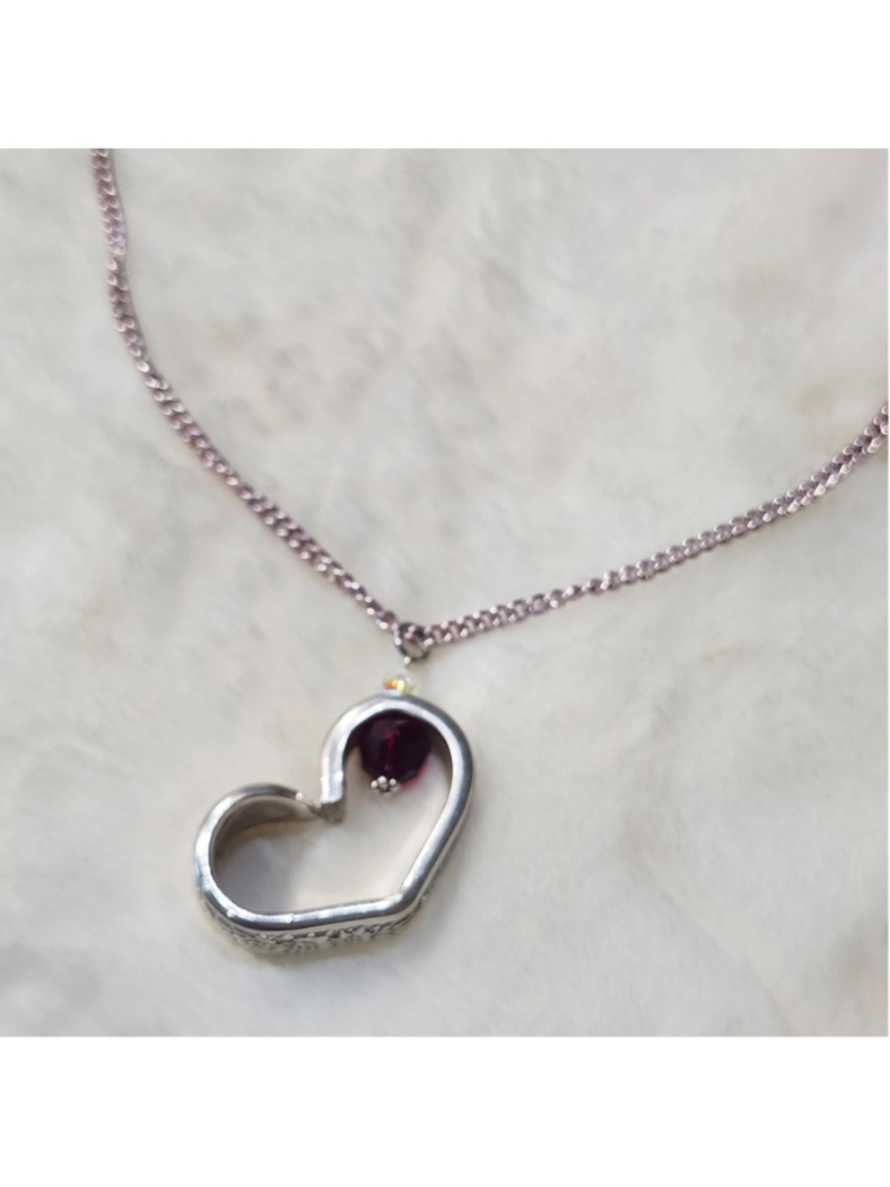 Heart Pendant Necklace Handmade Spoon handle Pendant W/bead